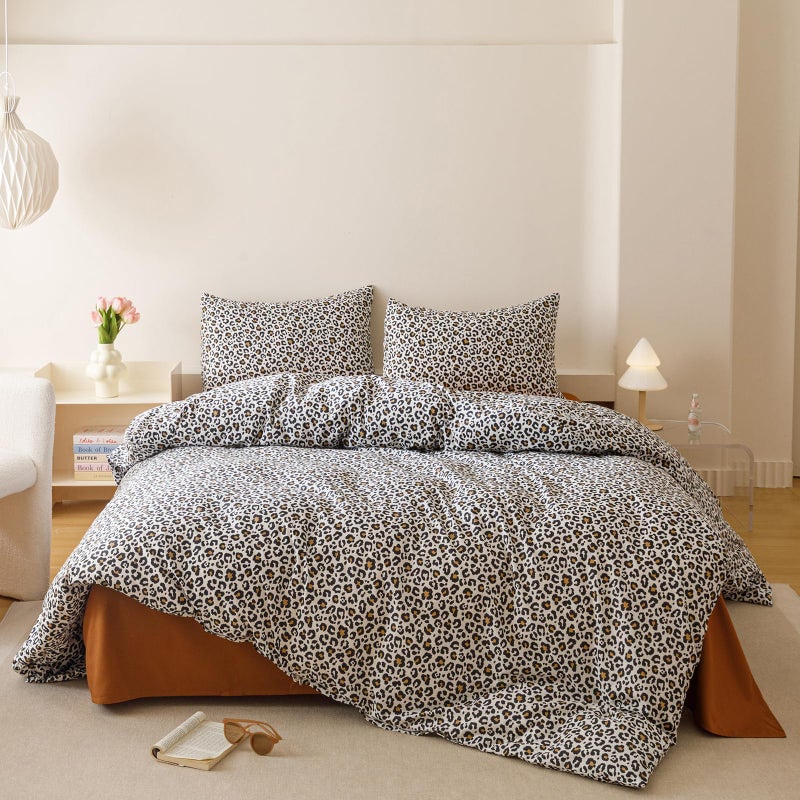 Cottonight Leopard Comforter Set Full Animal Cheetah Print Bedding Set 3 Pieces Leopard Print Comforter Fluffy Soft Bedding Set Kids Teens Full Comforter with 2 Pillowcases - Image 1